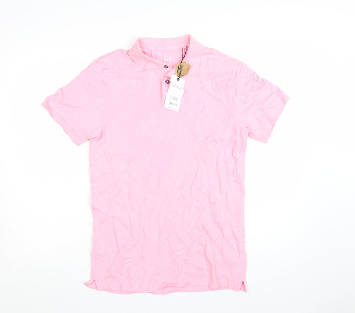 Next Men's Pink Short Sleeve Cotton Polo Shirt Size S