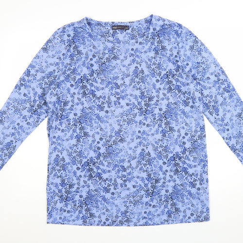 Marks and Spencer Women's Blue Floral Long Sleeve Polyester Top Size 16