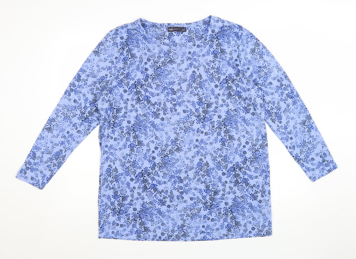 Marks and Spencer Women's Blue Floral Long Sleeve Polyester Top Size 16