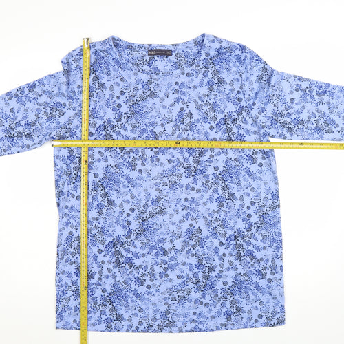Marks and Spencer Women's Blue Floral Long Sleeve Polyester Top Size 16