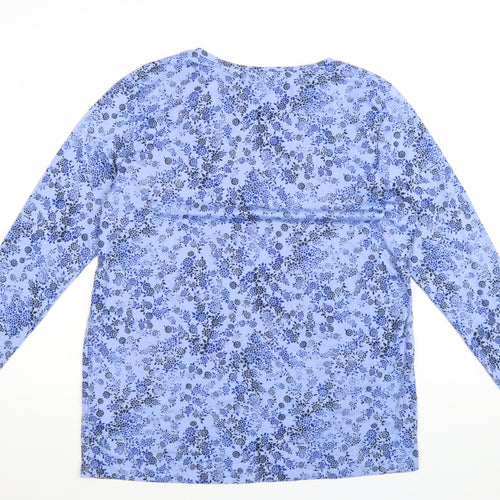 Marks and Spencer Women's Blue Floral Long Sleeve Polyester Top Size 16