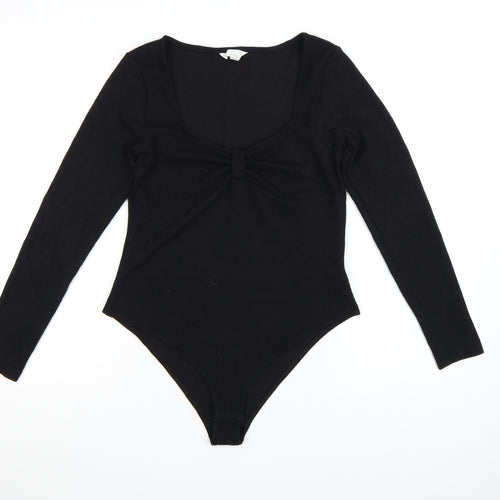 H&M Womens Black Long Sleeve Bodysuit Size L Polyester Blend