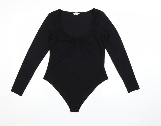 H&M Womens Black Long Sleeve Bodysuit Size L Polyester Blend
