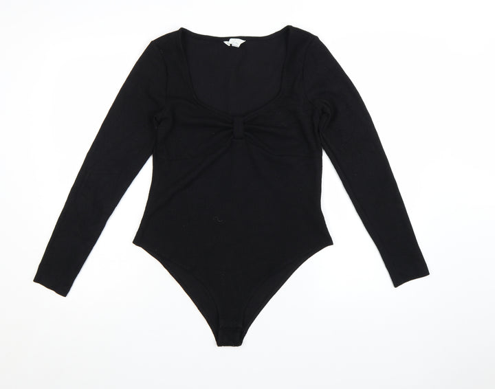 H&M Womens Black Long Sleeve Bodysuit Size L Polyester Blend
