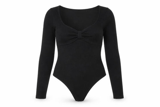 H&M Womens Black Long Sleeve Bodysuit Size L Polyester Blend