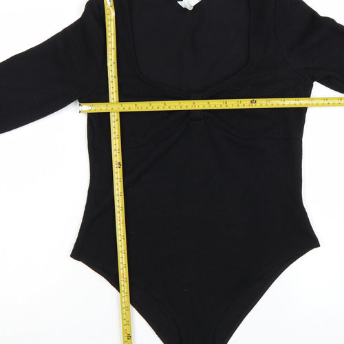 H&M Womens Black Long Sleeve Bodysuit Size L Polyester Blend