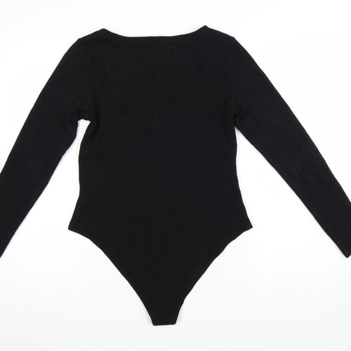 H&M Womens Black Long Sleeve Bodysuit Size L Polyester Blend
