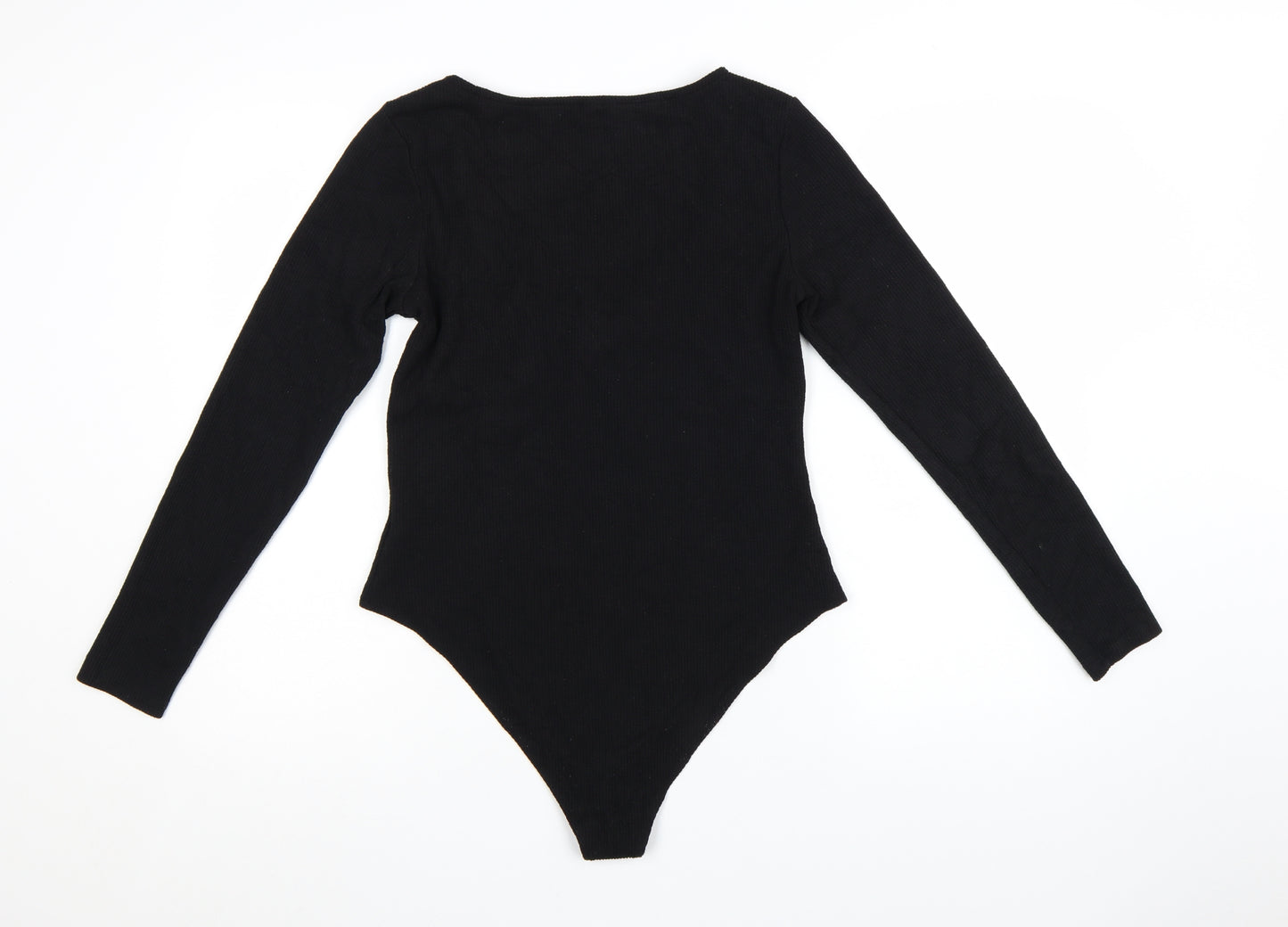 H&M Womens Black Long Sleeve Bodysuit Size L Polyester Blend