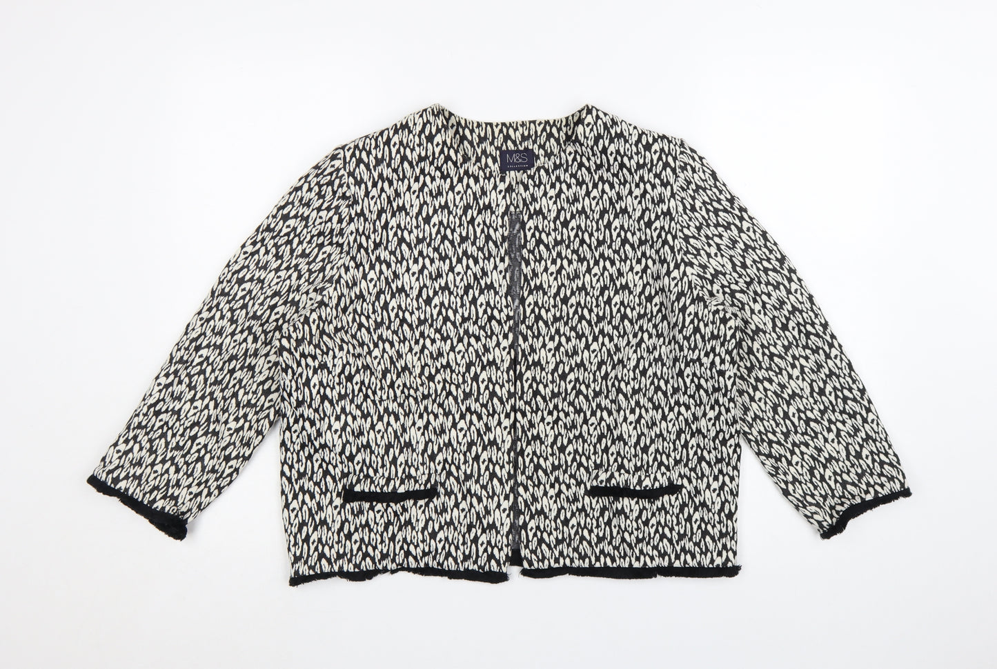 Marks and Spencer Women Black Size 16 Classic Knit Jacket