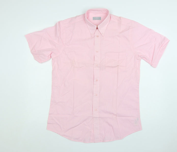 St. Bernard Men's Pink Short Sleeve Button-Up Cotton Shirt 15in Collar