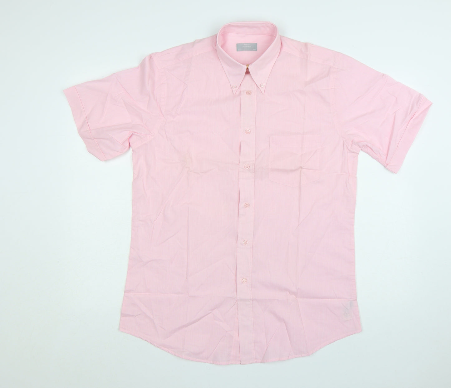 St. Bernard Men's Pink Short Sleeve Button-Up Cotton Shirt 15in Collar