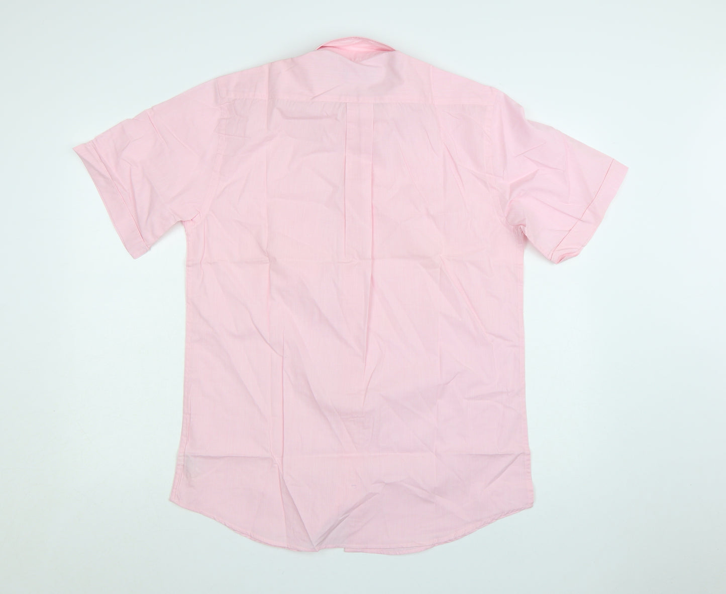 St. Bernard Men's Pink Short Sleeve Button-Up Cotton Shirt 15in Collar
