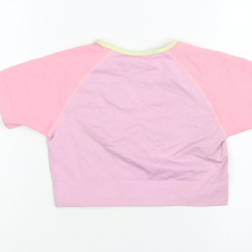 Bo+Tee Womens Pink Cropped Activewear T-Shirt Size S