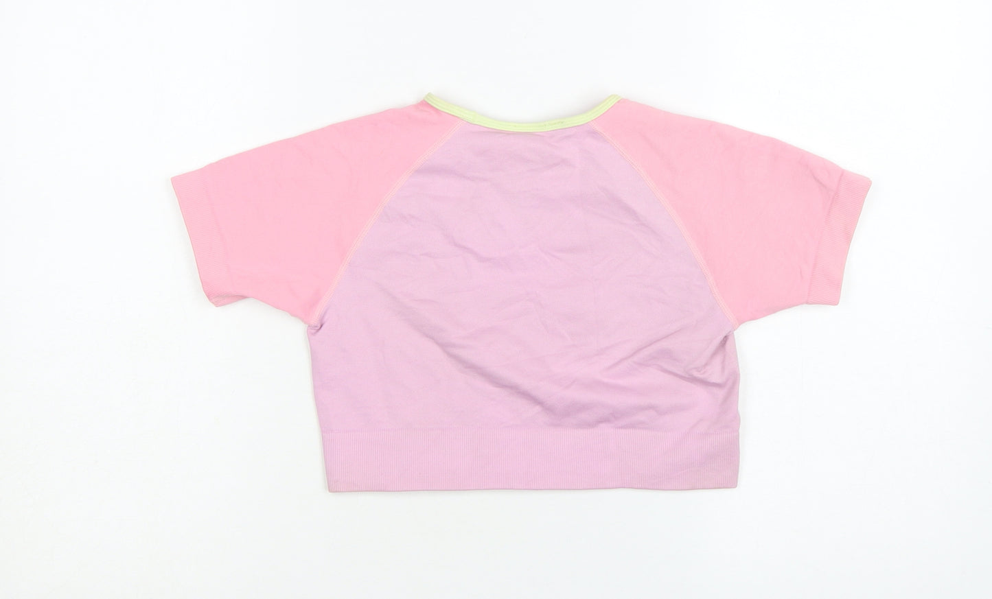 Bo+Tee Womens Pink Cropped Activewear T-Shirt Size S