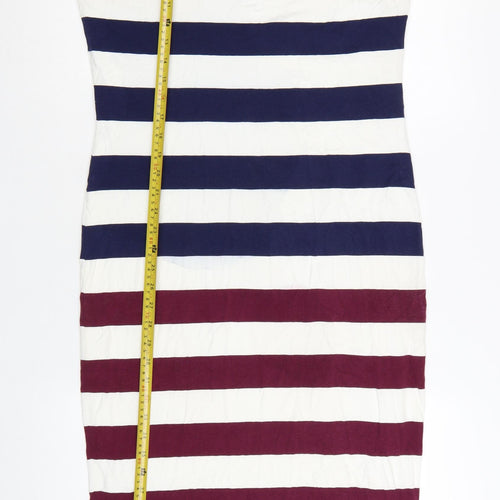 Ted Baker Women's Multicoloured Striped Bodycon Halter Dress Size 14