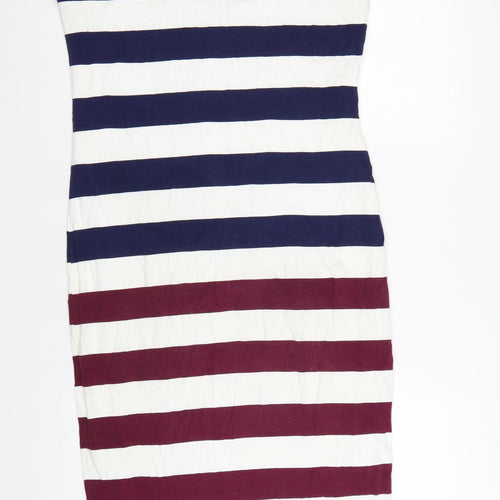 Ted Baker Women's Multicoloured Striped Bodycon Halter Dress Size 14