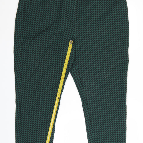 Marks and Spencer Women Green Geometric Slim Fit Cropped Trousers Size 22