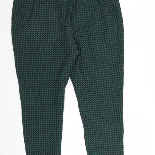 Marks and Spencer Women Green Geometric Slim Fit Cropped Trousers Size 22
