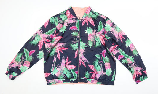GAP Women Multicoloured XL Tropical Reversible Bomber Jacket