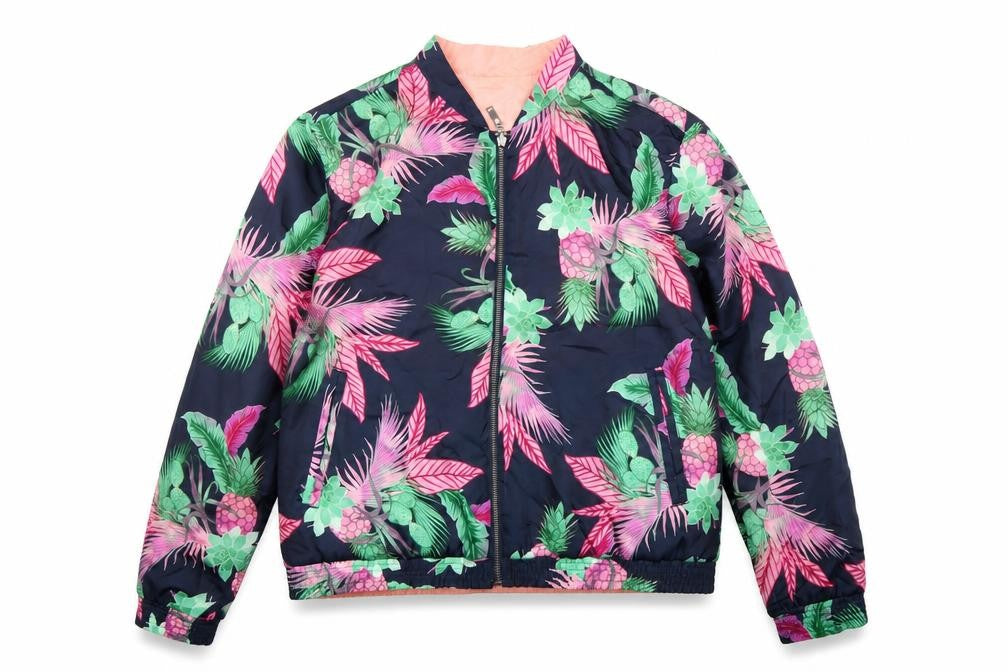 GAP Women Multicoloured XL Tropical Reversible Bomber Jacket
