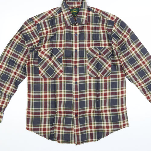 Champion Men's Multicoloured Plaid Button-Up Cotton Shirt M 39/40