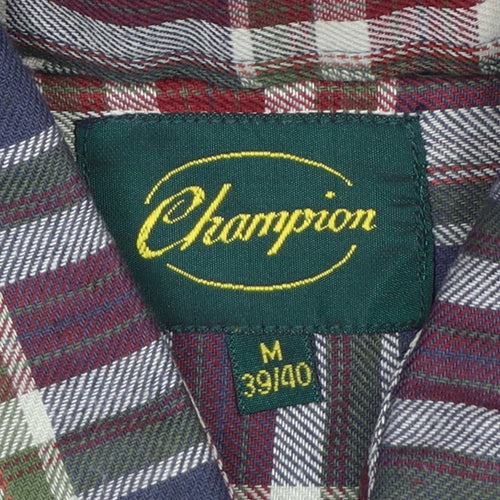 Champion Men's Multicoloured Plaid Button-Up Cotton Shirt M 39/40