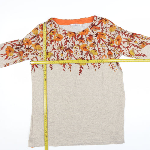 Isle Women Beige Floral Long Sleeve Pullover Jumper Size S 10-12