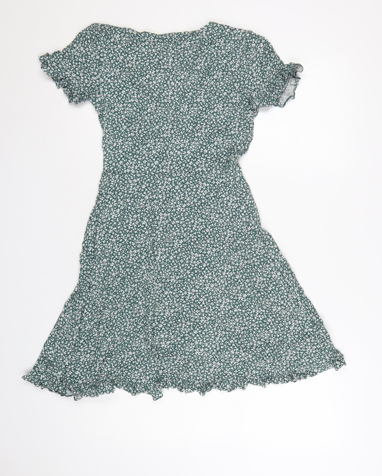 Pull&Bear Women’s Green Floral Wrap Mini Dress Size 12