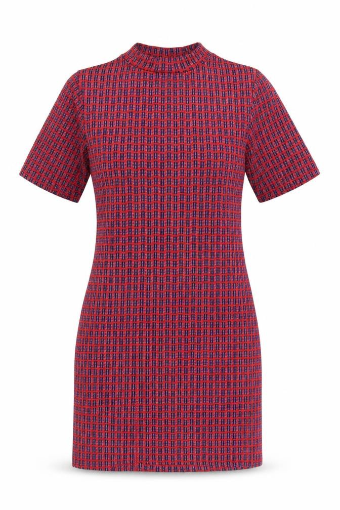 Topshop Women’s Red Geometric Short Sleeve Shift Dress Size 10