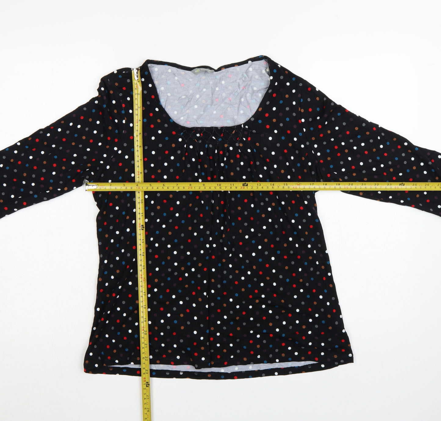Marks and Spencer Women’s Black Polka Dot 3/4 Sleeve Viscose Blouse UK 14