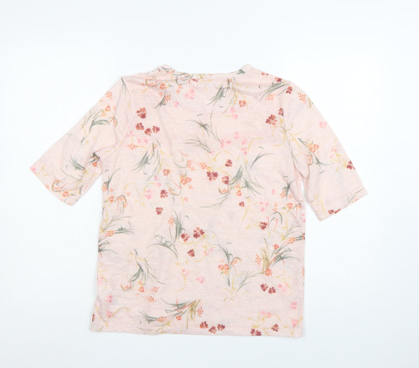 Marks and Spencer Per Una Women's Pink Floral Lace Short Sleeve Top UK12