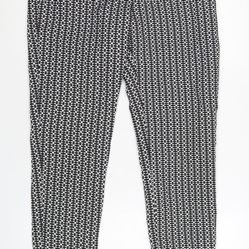 Miss Selfridge Women Black & White Geometric Slim Trousers UK 12
