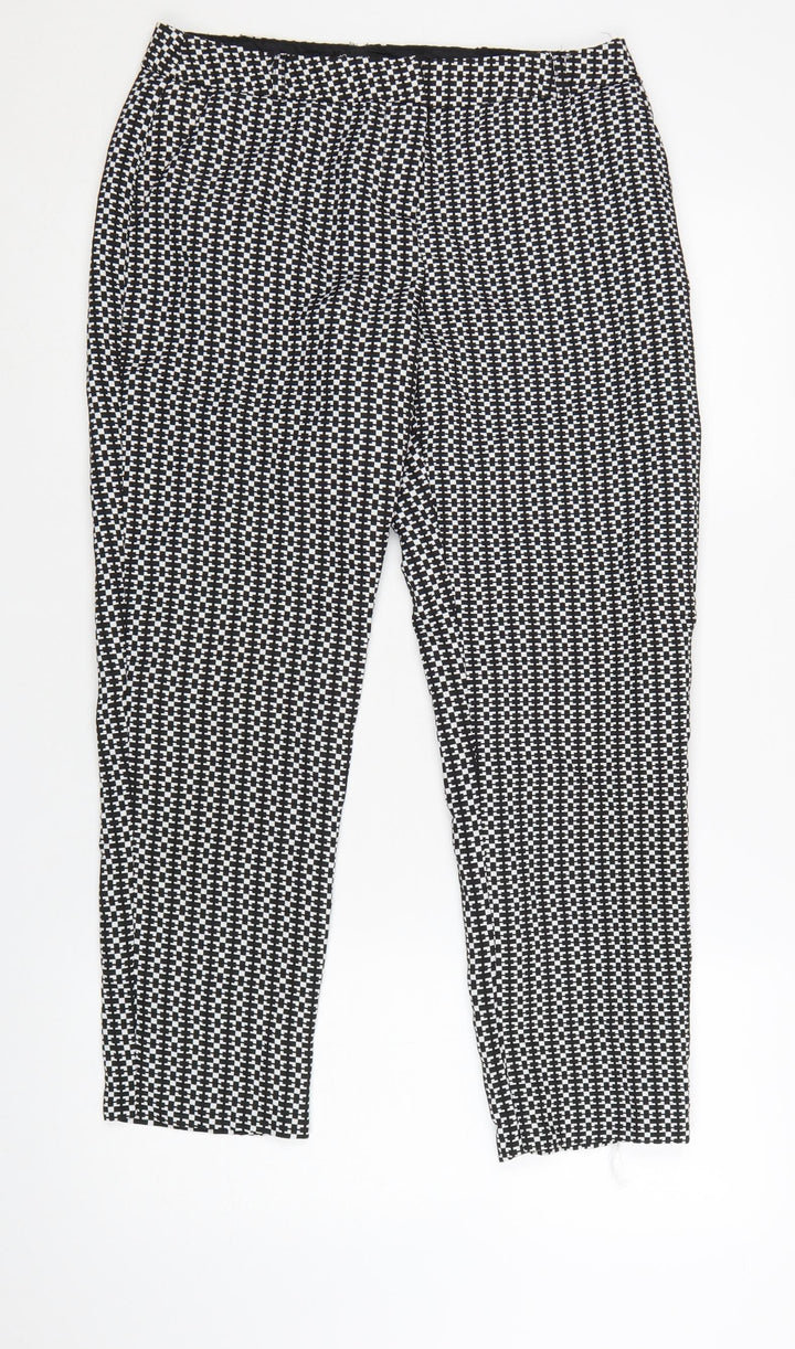 Miss Selfridge Women Black & White Geometric Slim Trousers UK 12