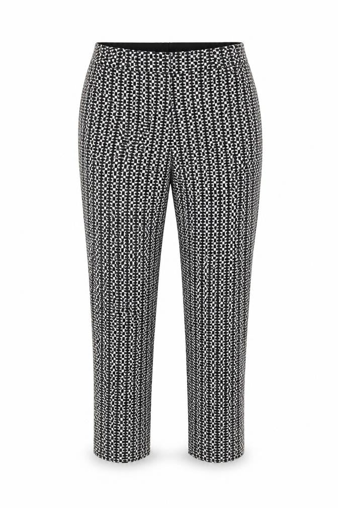 Miss Selfridge Women Black & White Geometric Slim Trousers UK 12
