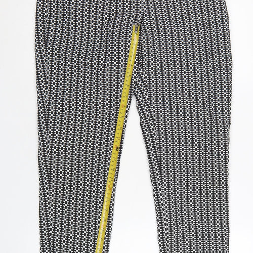 Miss Selfridge Women Black & White Geometric Slim Trousers UK 12