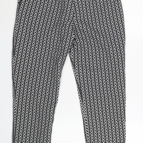 Miss Selfridge Women Black & White Geometric Slim Trousers UK 12