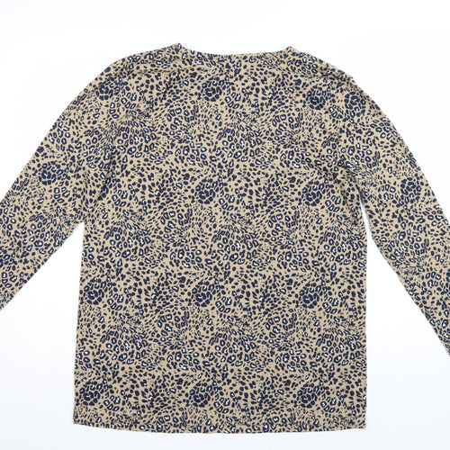 Marks and Spencer Womens Beige Animal Print Long Sleeve T-Shirt Size L