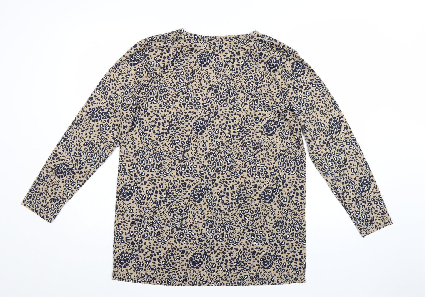 Marks and Spencer Womens Beige Animal Print Long Sleeve T-Shirt Size L