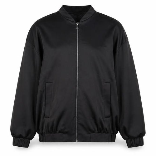 Primark Women’s Black Bomber Jacket Size 12 Polyester Satin Zip-Up