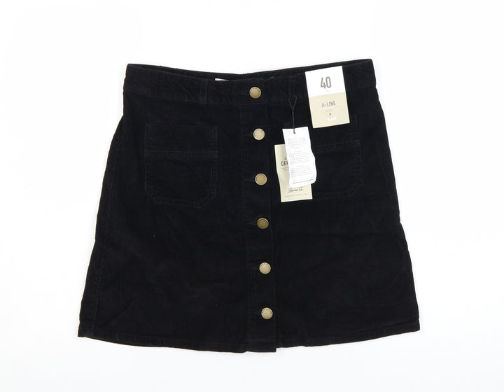 Denim Co. Women's Black Corduroy A-Line Mini Skirt Size 12