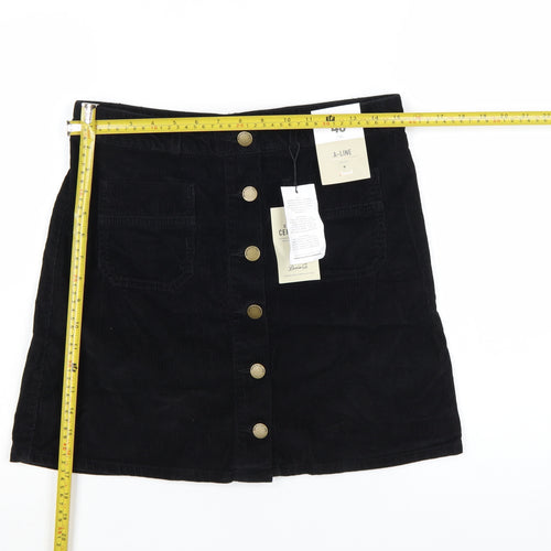 Denim Co. Women's Black Corduroy A-Line Mini Skirt Size 12