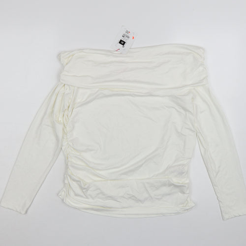 Savida Women’s Ivory Off Shoulder Ruched Tunic Top Size 18