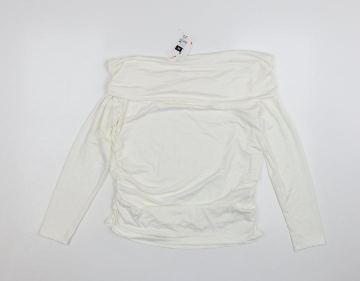 Savida Women’s Ivory Off Shoulder Ruched Tunic Top Size 18