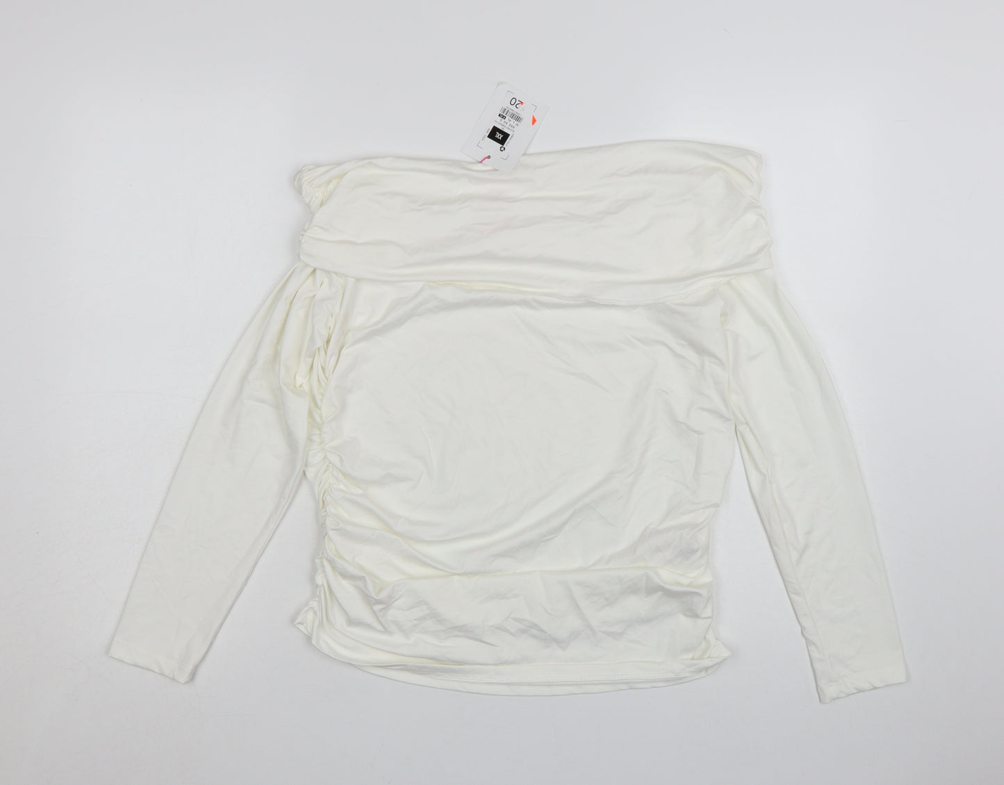 Savida Women’s Ivory Off Shoulder Ruched Tunic Top Size 18