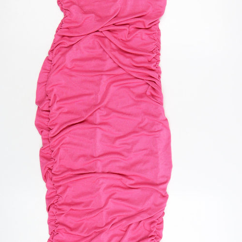 SHEIN Women’s Pink Ruched Bodycon Midi Dress Size 12