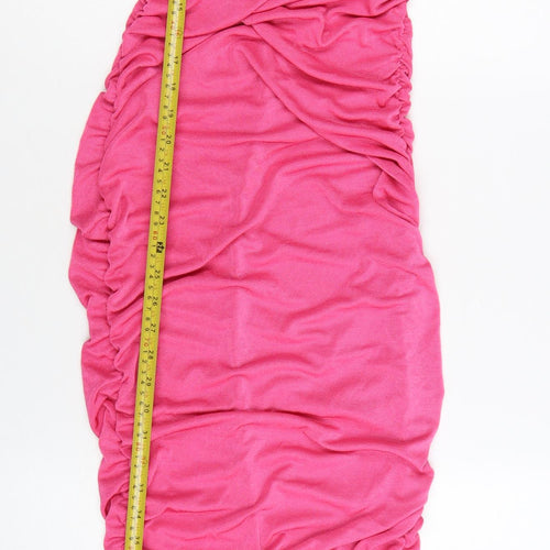 SHEIN Women’s Pink Ruched Bodycon Midi Dress Size 12