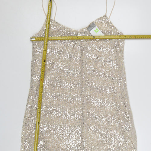 Primark Women Silver Sequin Slip Dress Size 10 Party Cocktail