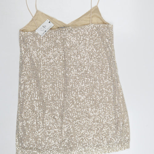 Primark Women Silver Sequin Slip Dress Size 10 Party Cocktail
