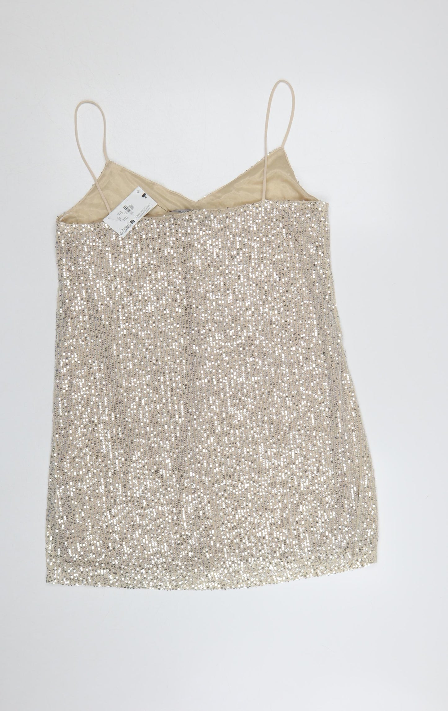 Primark Women Silver Sequin Slip Dress Size 10 Party Cocktail