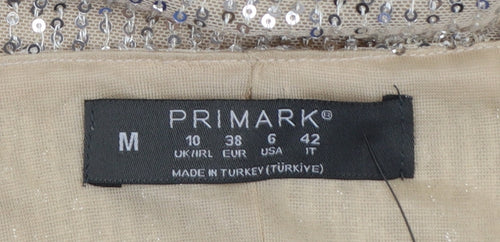 Primark Women Silver Sequin Slip Dress Size 10 Party Cocktail